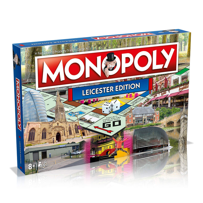 Winning Moves Leicester Monopoly Board Game, Advance to Victoria Park, Jubilee Square and the National Space Centre and trade your way to success, 2–6 players makes a great gift for ages 8 plus