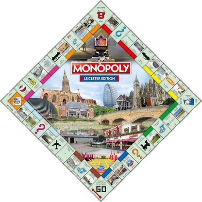 Winning Moves Leicester Monopoly Board Game, Advance to Victoria Park, Jubilee Square and the National Space Centre and trade your way to success, 2–6 players makes a great gift for ages 8 plus