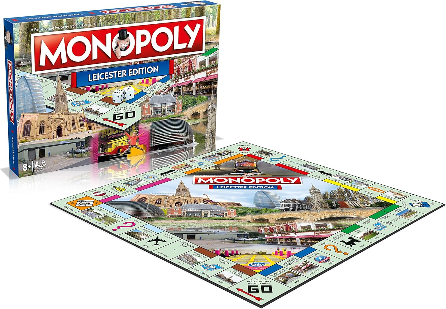 Winning Moves Leicester Monopoly Board Game, Advance to Victoria Park, Jubilee Square and the National Space Centre and trade your way to success, 2–6 players makes a great gift for ages 8 plus