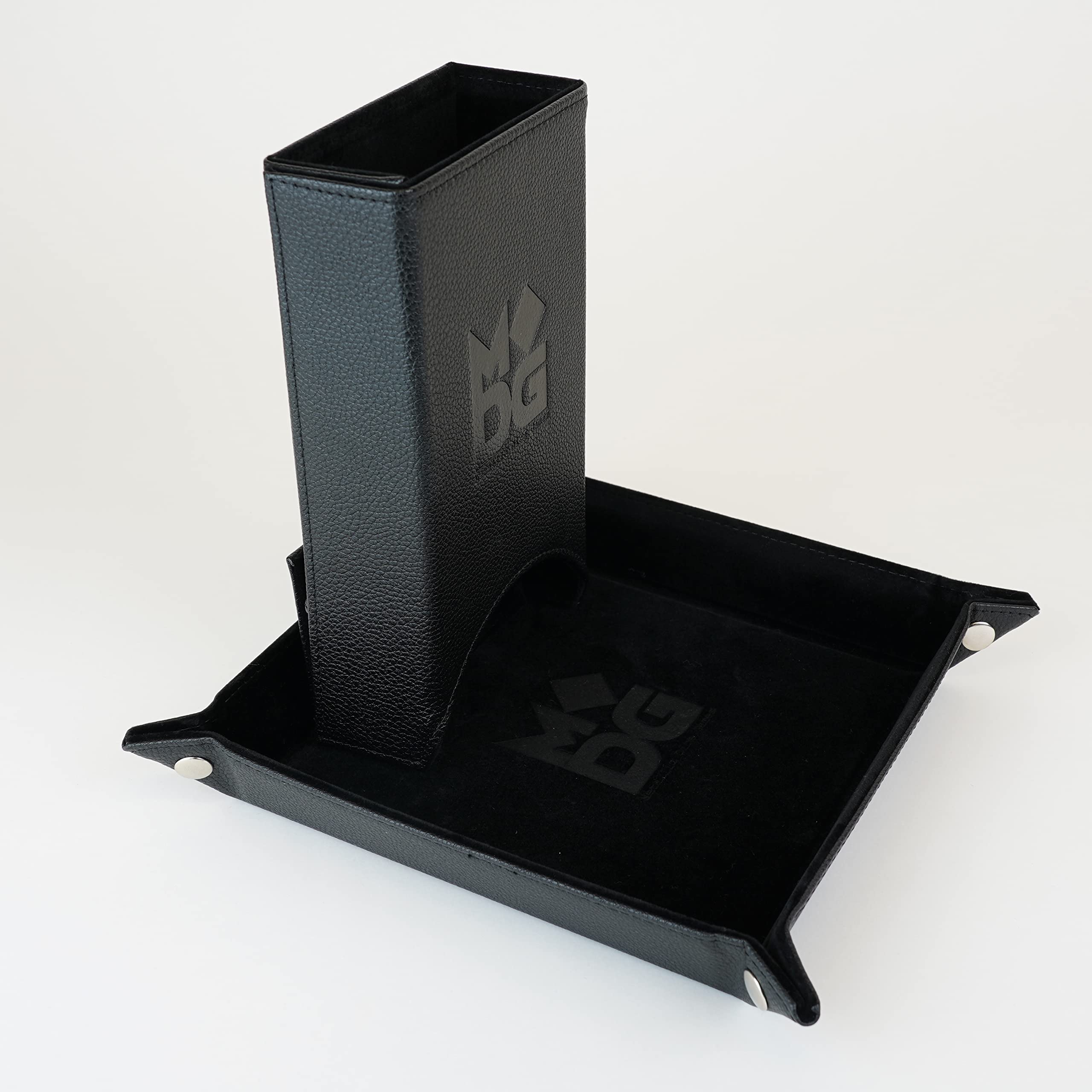 Fold Up Leather Dice Tower: Black