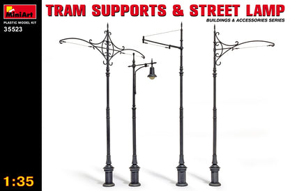 Miniart 1:35 Scale Tram Supports & Street Lamps Plastic Model Kit, Medium