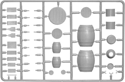 MiniArt 1:35 Scale Wooden Barrels & Village Utensils Plastic Model Kit,Multicolor,Small