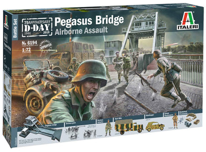 Italeri 6194 – 1:72 Battle Set Pegasus Bridge, Building, Stand Model Making, Crafts, Hobby, Gluing, Plastic Kit, Unvarnished