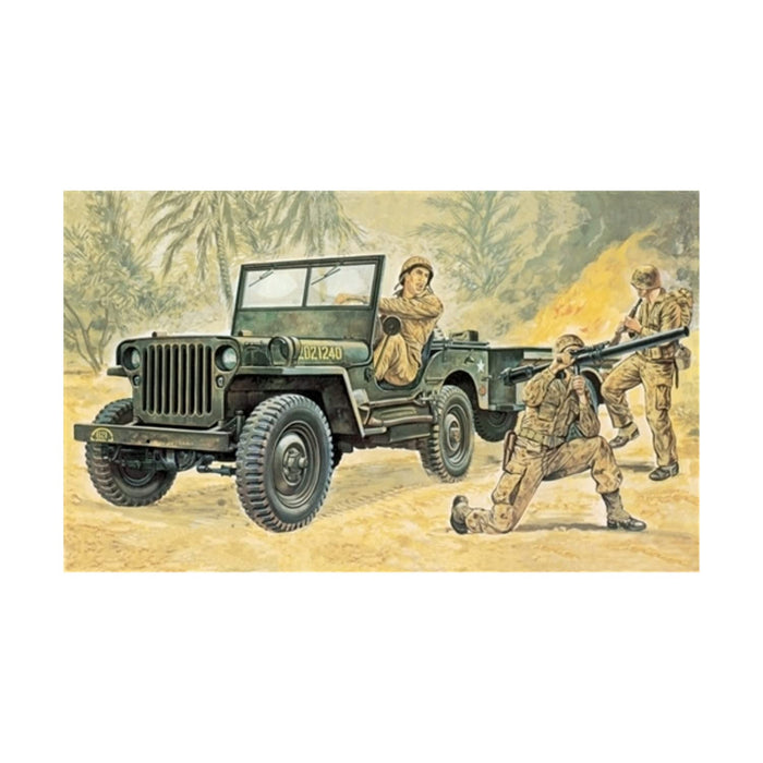 Italeri- Willys Jeep Kit de Modelo, Color Verde (Olive Drab) (0314