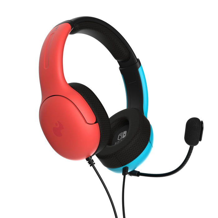 PDP Gaming LVL40 Airlite Stereo Headset for Nintendo Switch/Lite/OLED - Wired Power Noise Cancelling Microphone, Lightweight Soft Comfort On Ear Headphones (Mario Neon - Red & Blue)