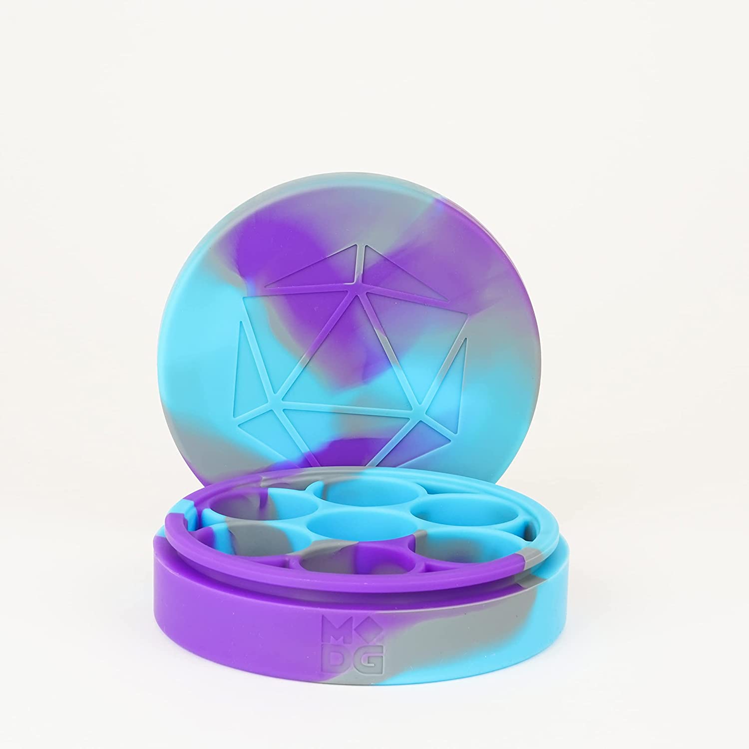 FanRoll by Metallic Dice Games Silicone Round Dice Case: Purple/Gray/Light Blue, Role Playing Game Dice Accessories for Dungeons and Dragons