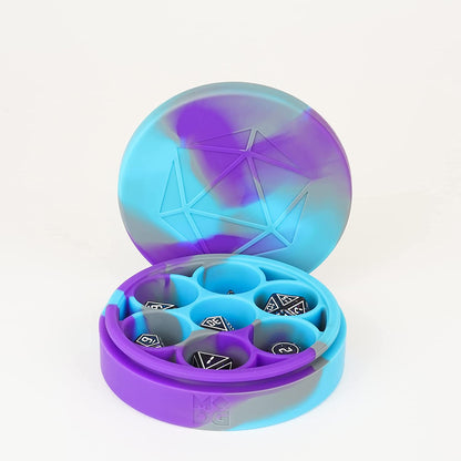 FanRoll by Metallic Dice Games Silicone Round Dice Case: Purple/Gray/Light Blue, Role Playing Game Dice Accessories for Dungeons and Dragons