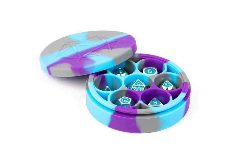 FanRoll by Metallic Dice Games Silicone Round Dice Case: Purple/Gray/Light Blue, Role Playing Game Dice Accessories for Dungeons and Dragons