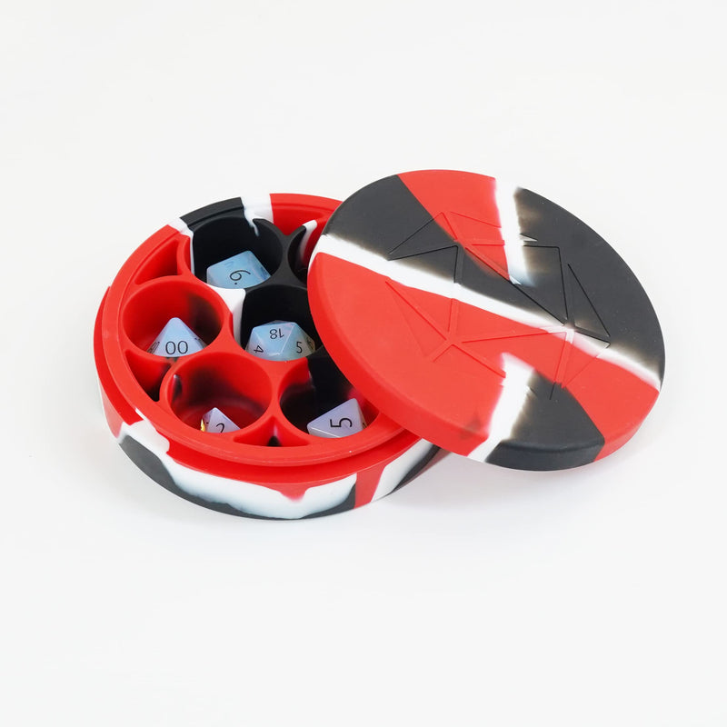 FanRoll by Metallic Dice Games Silicone Round Dice Case: Red/Black/White, Role Playing Game Dice Accessories for Dungeons and Dragons