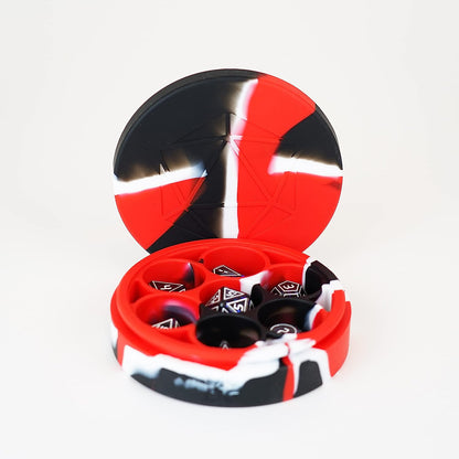 FanRoll by Metallic Dice Games Silicone Round Dice Case: Red/Black/White, Role Playing Game Dice Accessories for Dungeons and Dragons