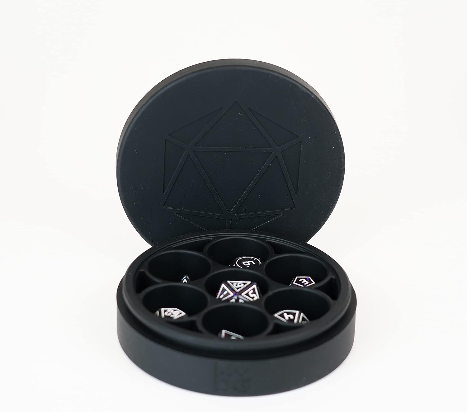 FanRoll by Metallic Dice Games Silicone Round Dice Case: Black, Role Playing Game Dice Accessories for Dungeons and Dragons