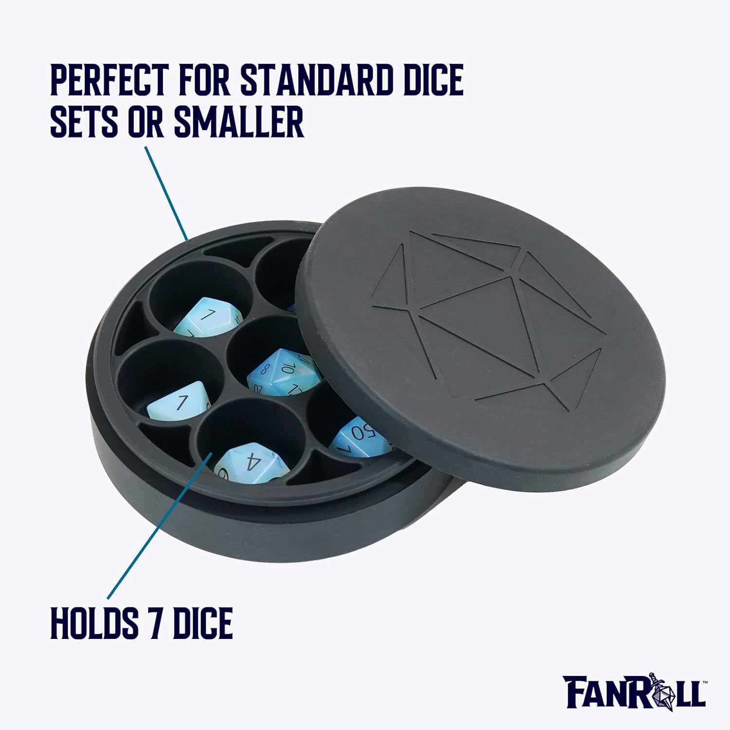 FanRoll by Metallic Dice Games Silicone Round Dice Case: Black, Role Playing Game Dice Accessories for Dungeons and Dragons