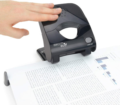 Rapesco 1525 ECO X5-40ps Less Effort 2 Hole Punch, 40 Sheet Capacity, Black