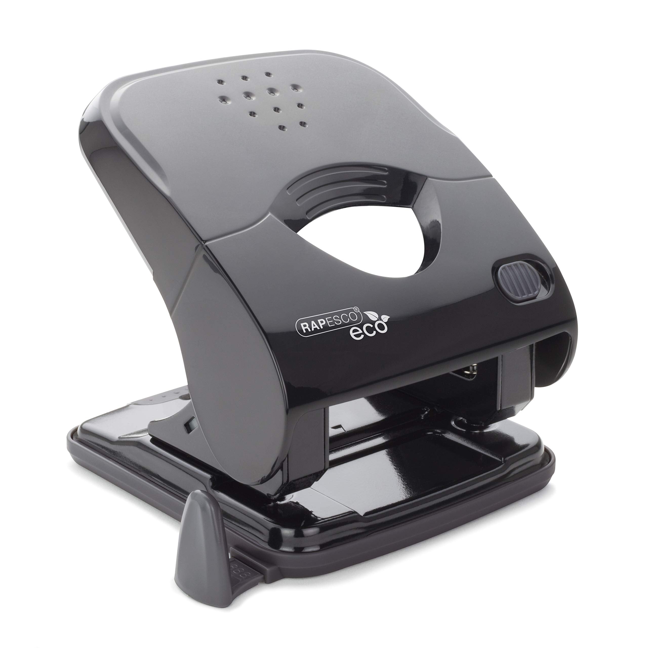 Rapesco 1525 ECO X5-40ps Less Effort 2 Hole Punch, 40 Sheet Capacity, Black