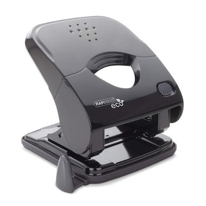 Rapesco 1525 ECO X5-40ps Less Effort 2 Hole Punch, 40 Sheet Capacity, Black