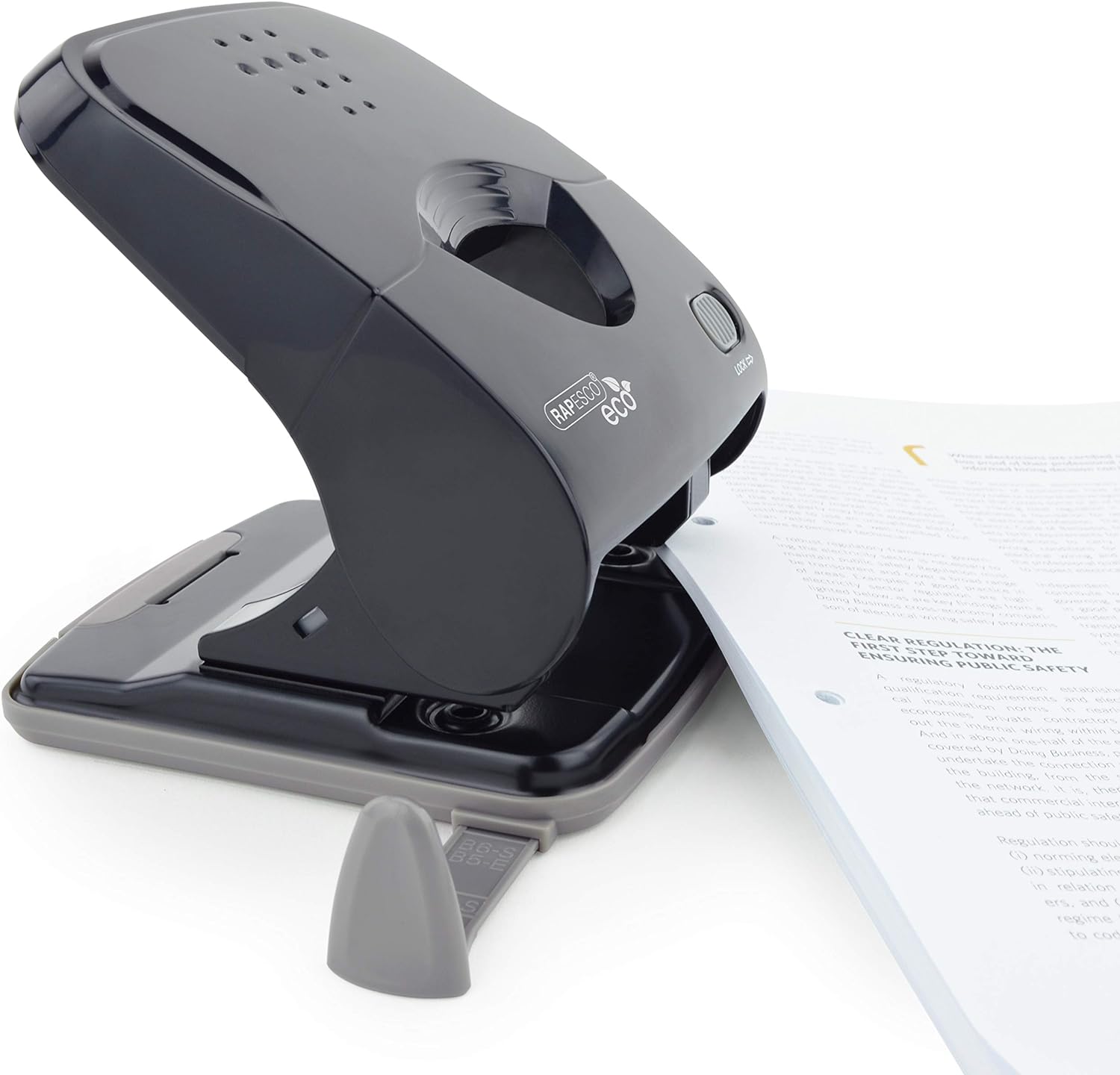 Rapesco 1525 ECO X5-40ps Less Effort 2 Hole Punch, 40 Sheet Capacity, Black