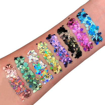 Smiffys Moon Glitter Holographic Glitter Shapes, Pink