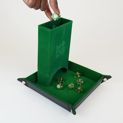 Fold Up Velvet Dice Tower: Green