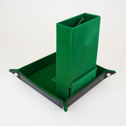 Fold Up Velvet Dice Tower: Green