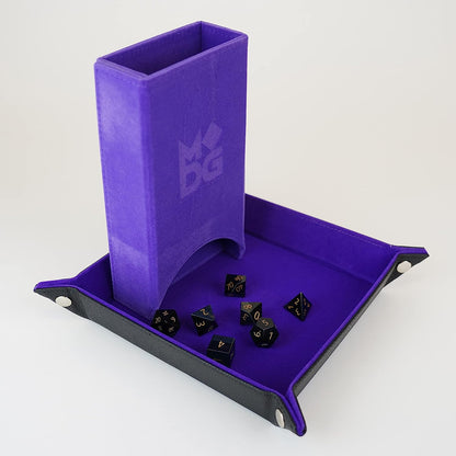 Fold Up Velvet Dice Tower: Purple