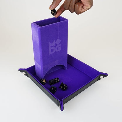 Fold Up Velvet Dice Tower: Purple
