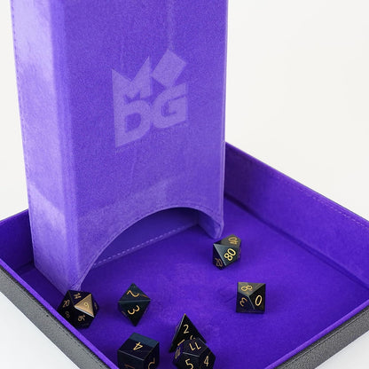 Fold Up Velvet Dice Tower: Purple