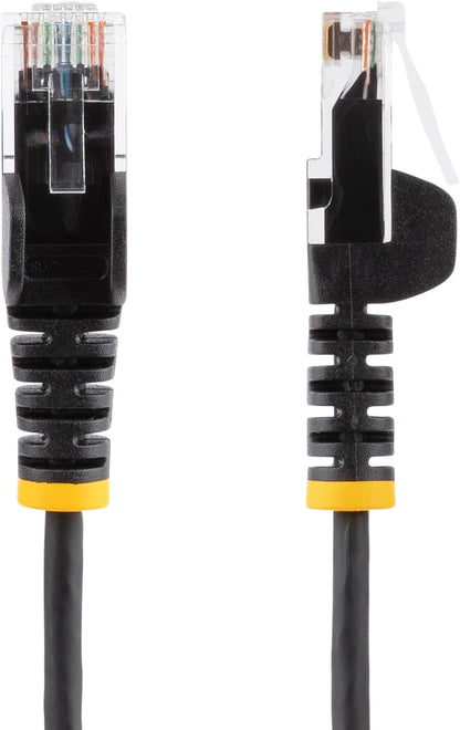 2.5 m CAT6 Cable - Slim CAT6 Patch Cord - Black - Snagless RJ45 Connectors - Gigabit Ethernet Cable - 28 AWG (N6PAT250CMBKS