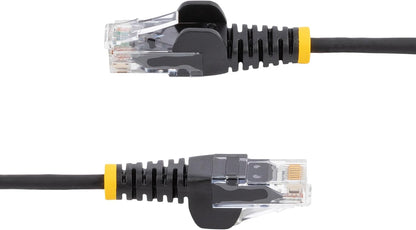 2.5 m CAT6 Cable - Slim CAT6 Patch Cord - Black - Snagless RJ45 Connectors - Gigabit Ethernet Cable - 28 AWG (N6PAT250CMBKS
