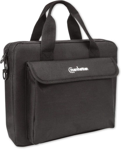 Manhattan London Laptop Bag 12.5", Top Loader, Accessories Pocket, Shoulder Strap (removable), Notebook Case, Black, Three Year Warranty