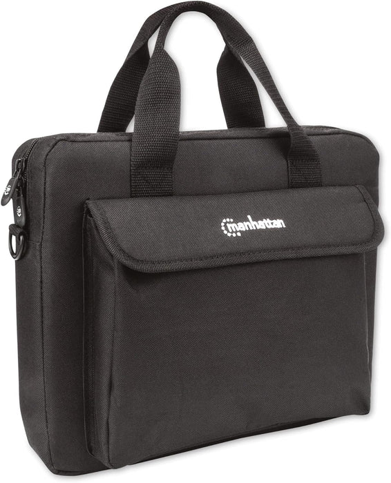 Manhattan London Laptop Bag 12.5", Top Loader, Accessories Pocket, Shoulder Strap (removable), Notebook Case, Black, Three Year Warranty
