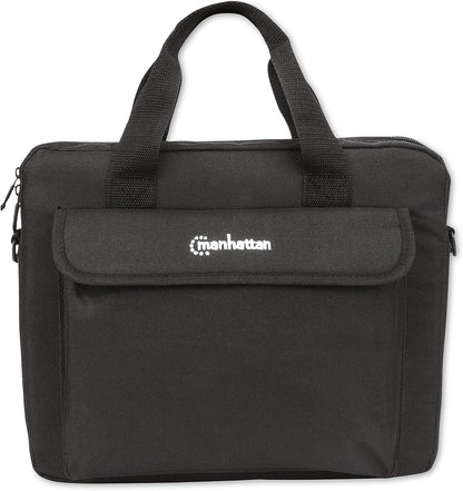 Manhattan London Laptop Bag 12.5", Top Loader, Accessories Pocket, Shoulder Strap (removable), Notebook Case, Black, Three Year Warranty