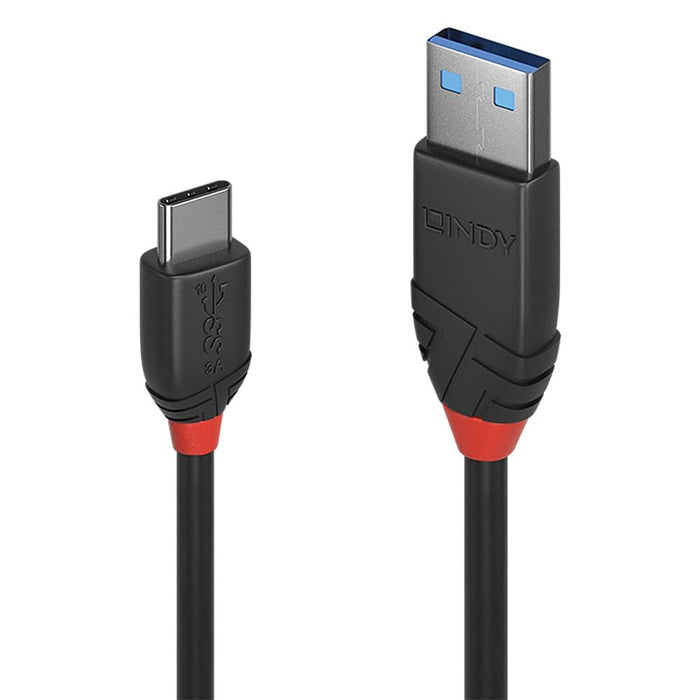 LINDY 36915 USB 3.2 Type A to C Cable, 10Gbps, Black Line