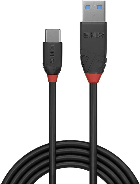LINDY 36915 USB 3.2 Type A to C Cable, 10Gbps, Black Line