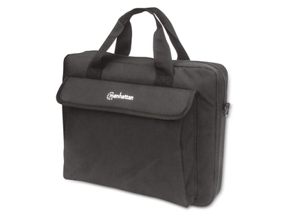 Manhattan London Laptop Bag 14.1", Top Loader, Accessories Pocket, Shoulder Strap (removable), Notebook Case, Black, Three Year Warranty