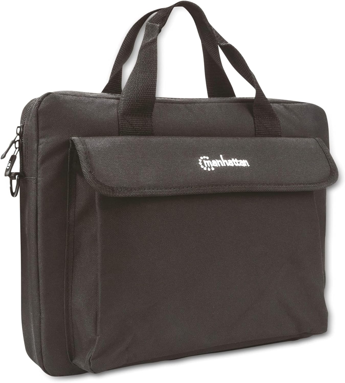 Manhattan London Laptop Bag 14.1", Top Loader, Accessories Pocket, Shoulder Strap (removable), Notebook Case, Black, Three Year Warranty