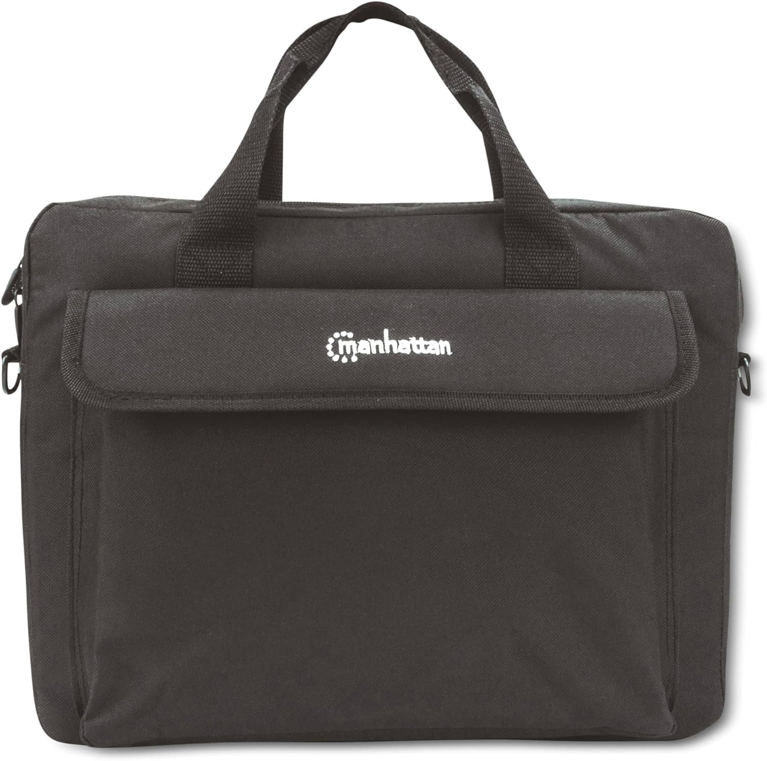 Manhattan London Laptop Bag 14.1", Top Loader, Accessories Pocket, Shoulder Strap (removable), Notebook Case, Black, Three Year Warranty