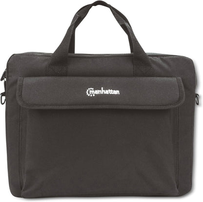 Manhattan London Laptop Bag 14.1", Top Loader, Accessories Pocket, Shoulder Strap (removable), Notebook Case, Black, Three Year Warranty