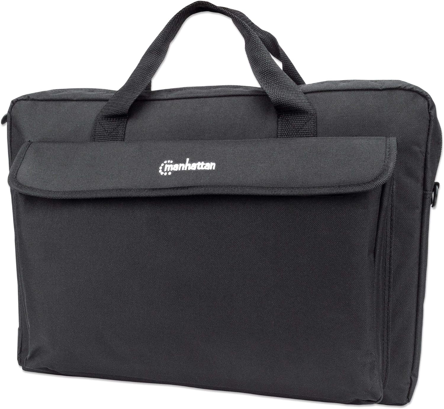 Manhattan London Laptop Bag 17.3", Top Loader, Accessories Pocket, Shoulder Strap (removable), Notebook Case, Black, Three Year Warranty