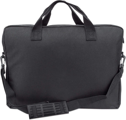 Manhattan London Laptop Bag 17.3", Top Loader, Accessories Pocket, Shoulder Strap (removable), Notebook Case, Black, Three Year Warranty
