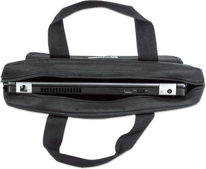 Manhattan London Laptop Bag 17.3", Top Loader, Accessories Pocket, Shoulder Strap (removable), Notebook Case, Black, Three Year Warranty