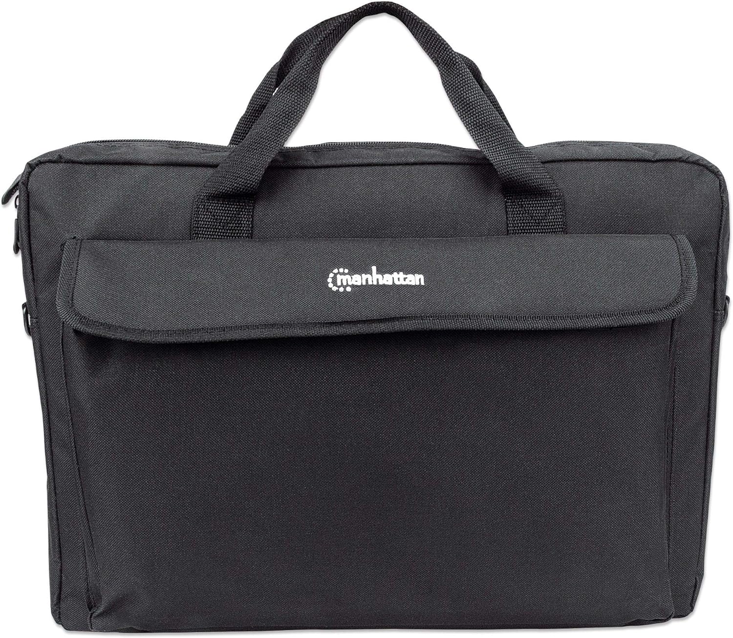 Manhattan London Laptop Bag 17.3", Top Loader, Accessories Pocket, Shoulder Strap (removable), Notebook Case, Black, Three Year Warranty