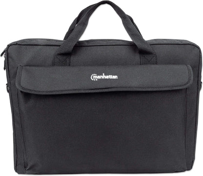 Manhattan London Laptop Bag 17.3", Top Loader, Accessories Pocket, Shoulder Strap (removable), Notebook Case, Black, Three Year Warranty