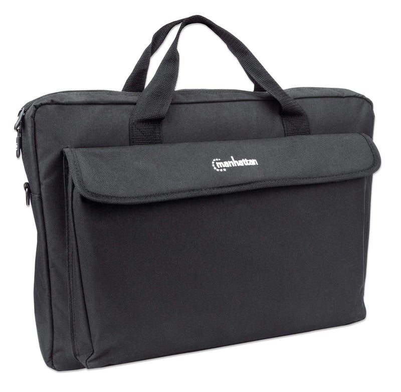 Manhattan London Laptop Bag 17.3", Top Loader, Accessories Pocket, Shoulder Strap (removable), Notebook Case, Black, Three Year Warranty