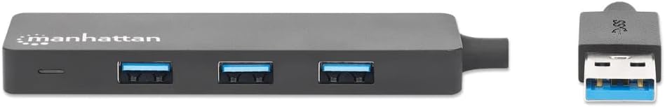 Manhattan USB-A 4-Port Hub, 4x USB-A Ports, 5 Gbps (USB 3.2 Gen1 aka USB 3.0), Bus Power, SuperSpeed USB, Black, Three Year Warranty, Box
