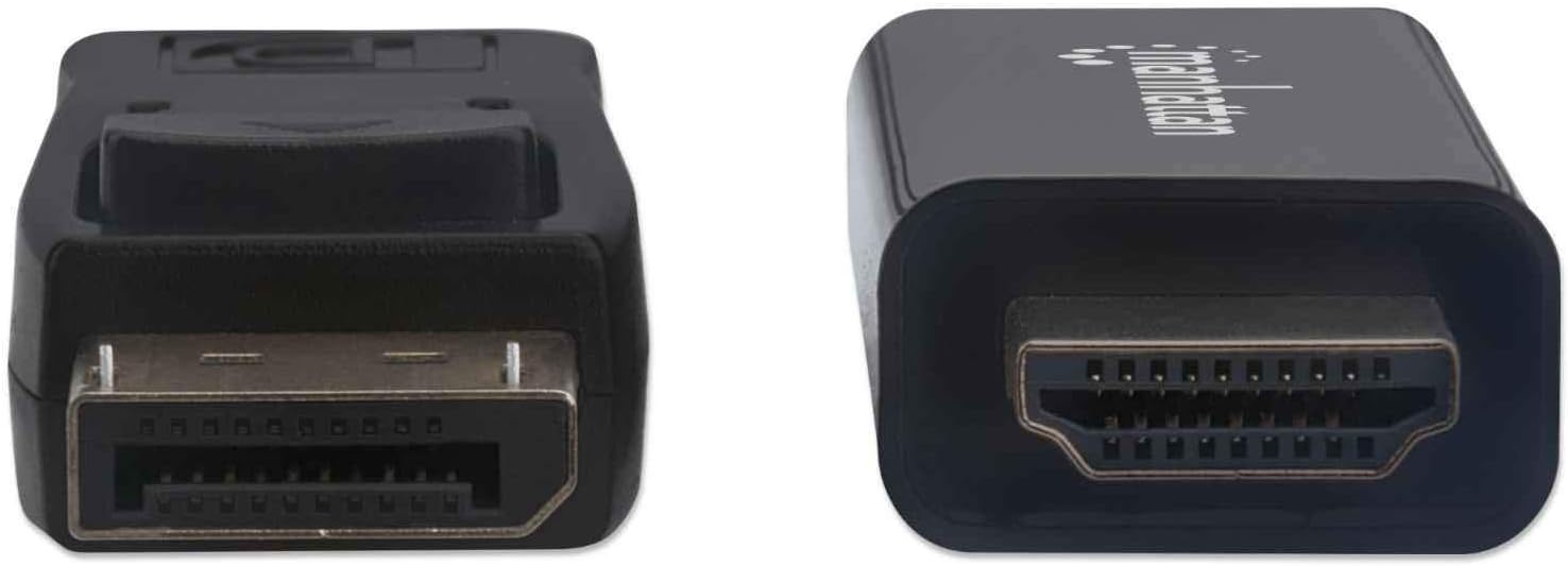 Manhattan DisplayPort 1.1 to HDMI Cable, 1080p@60Hz, 3m, Male to Male, DP With Latch, Black, Not Bi-Directional, Three Year Warranty, Polybag