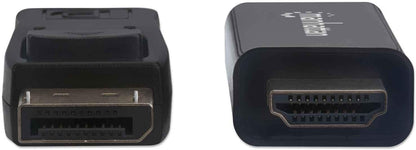 Manhattan DisplayPort 1.1 to HDMI Cable, 1080p@60Hz, 3m, Male to Male, DP With Latch, Black, Not Bi-Directional, Three Year Warranty, Polybag