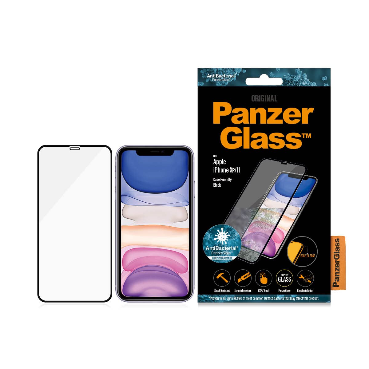 PANZERGLASS - iPhone XR/11, Black - Case Friendly