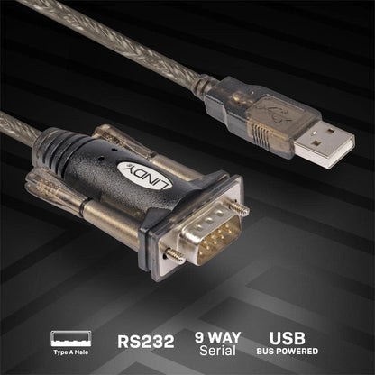 LINDY 42855 USB to Serial Adapter - 9 Way (RS-232), 1.5m