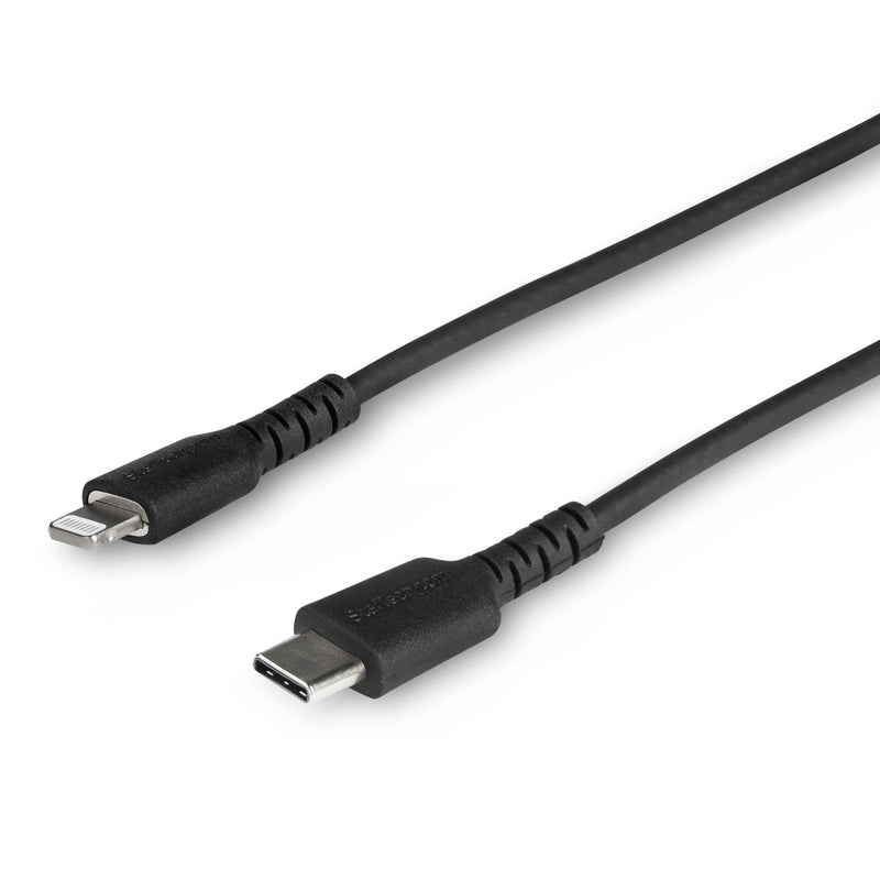 StarTech.com 1m USB C to Lightning Cable - Durable Black USB Type C to Lightning Connector Fast Charge & Sync Charging Cord, Rugged w/Aramid Fiber Apple MFI Certified iPhone 11 iPad Air (RUSBCLTMM1MB