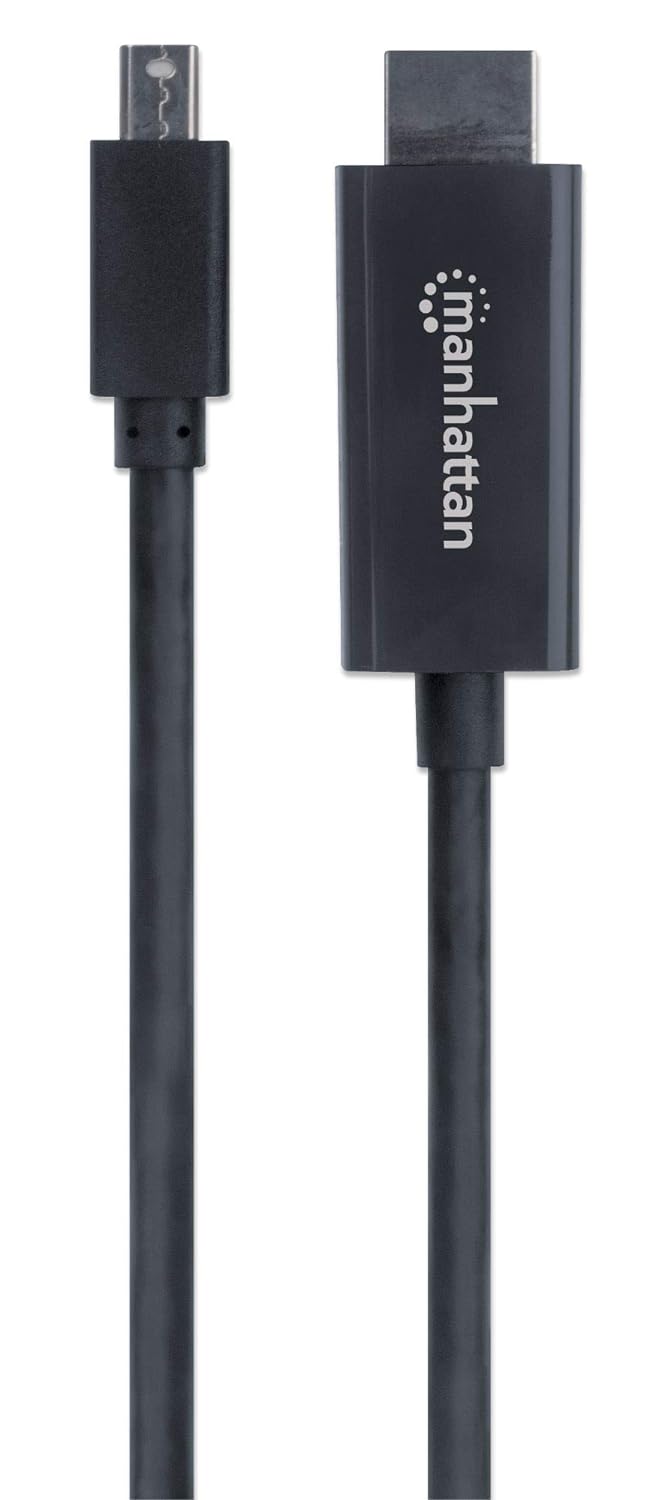 Manhattan Mini DisplayPort 1.2 to HDMI Cable, 4K@60Hz, 1.8m, Male to Male, Black, Three Year Warranty, Polybag